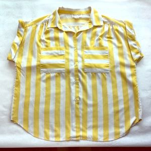 Vintage yellow and white blouse by Maggie Sweet.